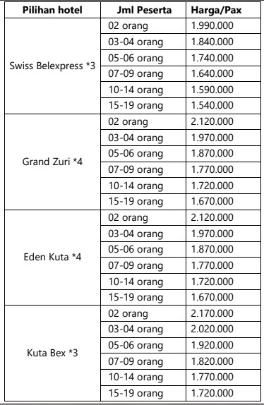 harga paket wisata bali 3h2m ekonomis